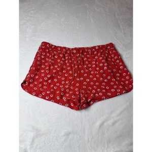 RVCA Womens Red Floral Sunburst Print Drawstring Shorts Size M Medium